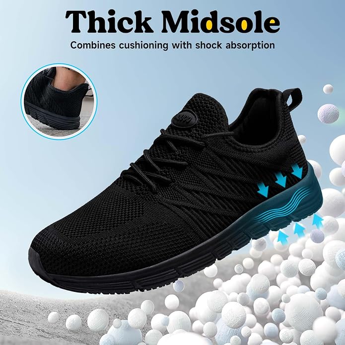 Non Slip Work Shoes for Women Slip On Sneakers Water Resistant Shoe Slip Resistant Food Service Zapatos Antideslizantes para Mujer, Black US 5-11