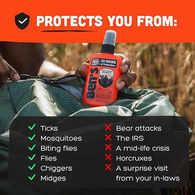 Ben's 100 Tick & Insect Repellent - Alcohol-Free DEET Insect Repellent Pump Spray - Offers 10 Hours of Protection for Adults & Children -3.4 Fl Oz (2 Pack)