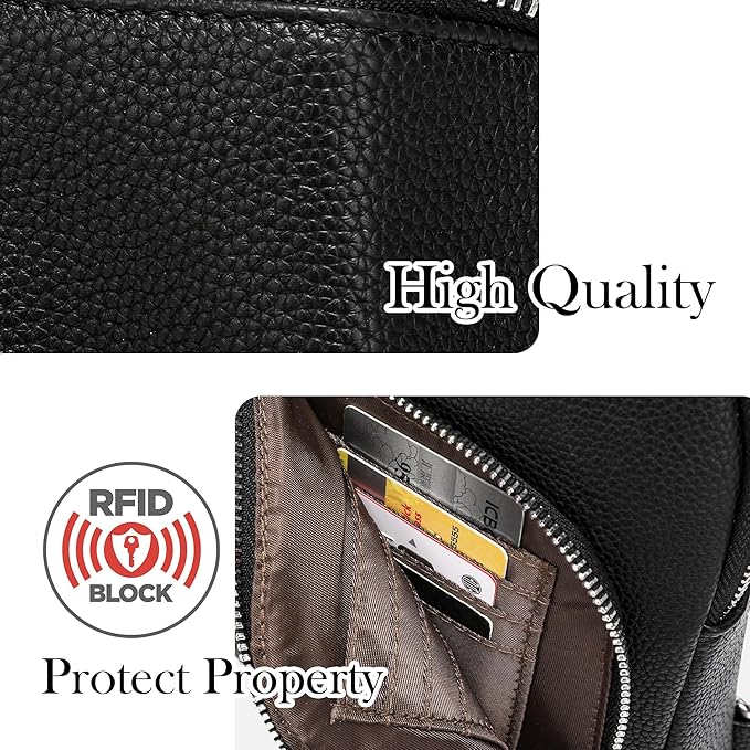 INICAT RFID Blocking Sling Bag, Anti Theft Crossbody Bag for Women Compact Travel Purses Vegan Leather