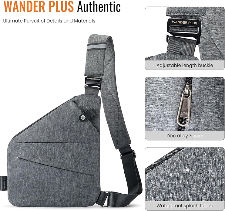 WANDER PLUS® Anti Theft Crossbody Bag, Shoulder Bag Anti-theft Design for Travel, Sport, Work