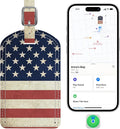 Luggage Tag Built-in Anti-Loss Tracker & Luxury Leather(US Flag) | for Suitcase, Travel Bags, Backpacks, Travel Organizer for Lost Baggage Prevention