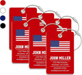Personalized Luggage Tag with American Flag | 6 Pack | Custom Luggage Tags for Suitcases | Kids Backpack Tag | 4 Color Options & Choose Font, Font Color