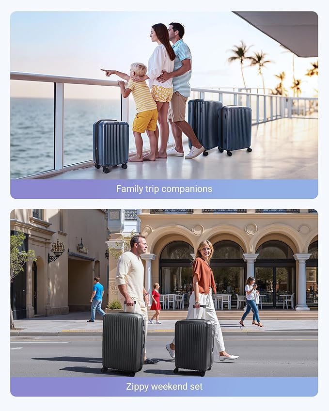LIGHT FLIGHT Luggage Sets, Durable Hard Shell 3 Piece Set Suitcase with Spinner Wheels, Hardside Lightweight Luggage set with TSA Lock, Large Travel Luggage Set (20" 24" 28"),Black and Brown