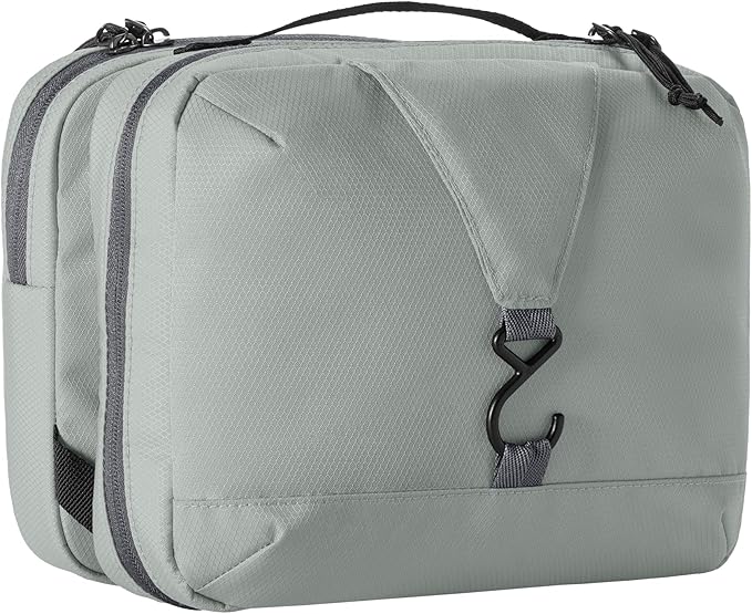 Eagle Creek Pack-It Trifold Toiletry Kit - Dopp Kit Toiletry Organizer with Padded Interior, Durable Hanging Hook & Large Compartments - Water Resistant & Washable - Storm Grey