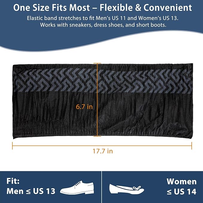 XL Disposable Shoe Covers Non Slip, 200 Pack Black Durable Non-Woven Booties for Shoes Covers, Breathable & Stretchable Boot Covers Fit Up to Men’s Size 13, Indoor Floor & Carpet Protection