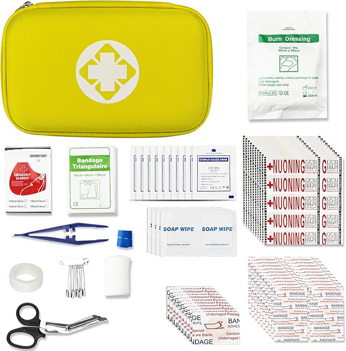 274PCS Hiking First Aid Kit for Home Personal Emergency Supplies Compact Bag for Backpack, First Aid Essentials Survival Kit for Business Travel Car Yellow Monoki