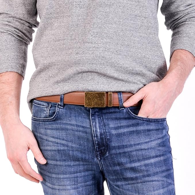 Mission Belt Men's Leather Ratchet Belt, 40mm Metal Collection