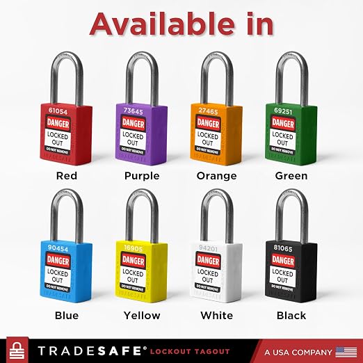 TRADESAFE Lockout Tagout Locks Set - 7 Purple Loto Locks, Lockout Locks Keyed Different, 2 Keys Per Lock, OSHA Compliant Lock Out Tag Out Padlocks, Safety Padlocks for Electrical Lockout Tag Out Kits