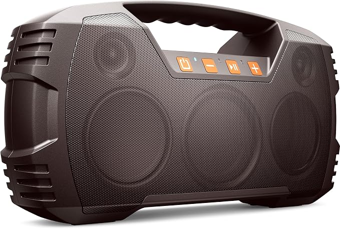 IPX7 Waterproof Outdoor Bluetooth Speaker, Wireless, 90W(Peak), 32H Playtime, Floating Design, Deep Bass & Loud Stereo Sound, Portable with Handle, Rugged for Pool, Beach, Kayaking, Hiking, Dark Brown