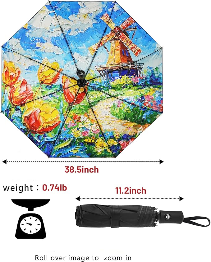 SY COMPACT Travel Umbrella - Windproof Automatic Compact Umbrella for Rain, Lightest 8-Rib, Small, Strong & Portable, Durable Grip, Fits Backpack & Car, Factory Direct (UV Available)