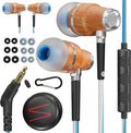 Symphonized Wired Earbuds 3.5mm Jack – Wooden Earphones with Mic & Volume Control, Plug In Ear Headphones Wire, Corded Ear Buds Wired Earbuds with Microphone for Computer, Laptop & Phone with Aux Cord