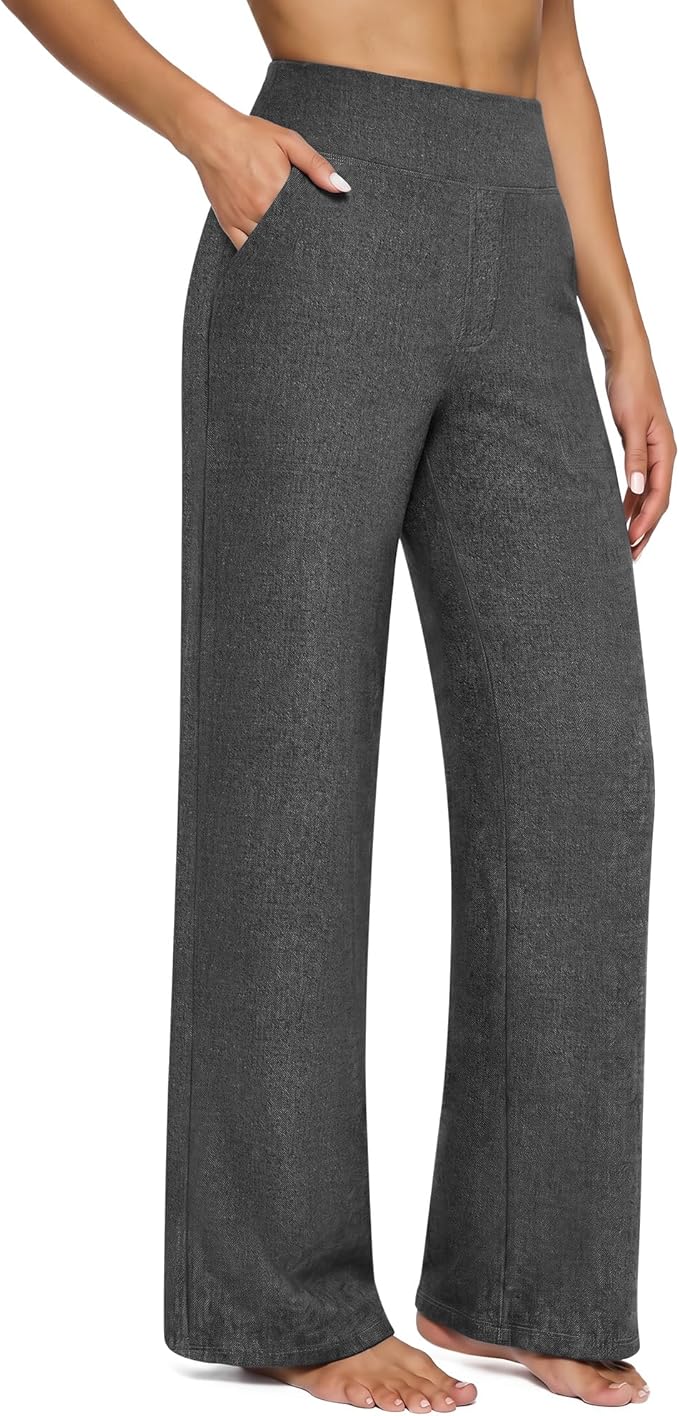 G4Free EverGoing Yoga Pants Women Wide Leg Pants with Pockets High Waist Stretch Dress Casual Sweatpants Petite/Regular/Tall