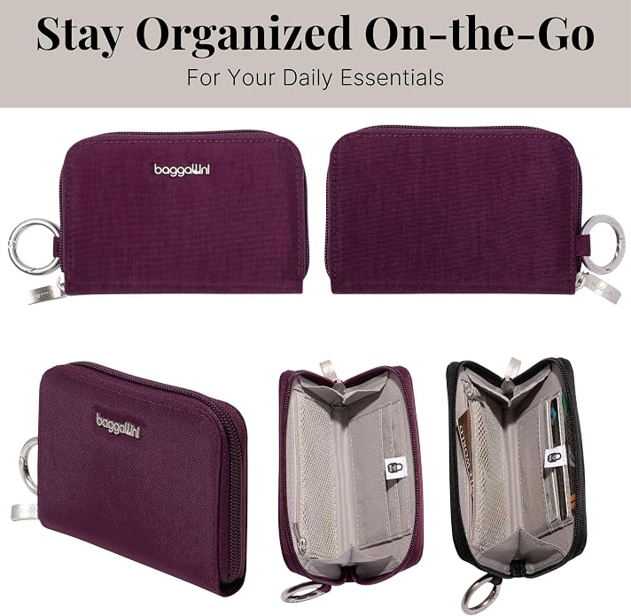 Baggallini Deluxe Card Case - Lightweight 5.5"x3.3" RFID Protected Womens Wallet Card Holder