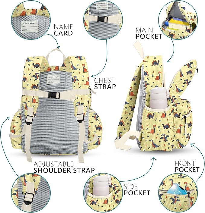atgark Corduroy Toddler Backpack for Boys 2-5: Preschool Backpack for Boys