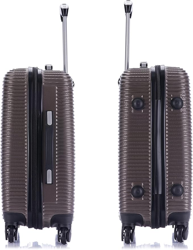 InUSA ROYAL Hardside Luggage with Ergonomic Handles | Spacious Travel Suitcase with Four Spinner Wheels and Studs | 20 Inch Hardside Carry-On Spinner Luggage | Brown