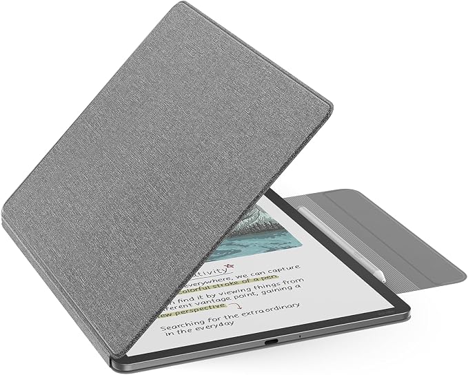 MoKo Magnetic Case for All-New 11" Kindle Scribe 2025(3rd Generation) & Kindle Scribe Colorsoft 2025(1st Generation) - Slim Folio Premium PU Leather Cover with Pen Clasp & Auto Sleep Wake, Denim Gray