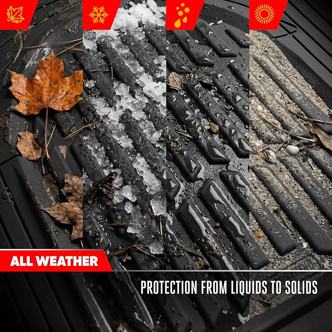 Motor Trend FlexTough LITE Rubber Car Mats Full Set - All Weather Floor Mats for Cars & SUVs - Automotive Waterproof Black Car Floor Mats for Cars Interior Accessories Universal Trim-to-Fit