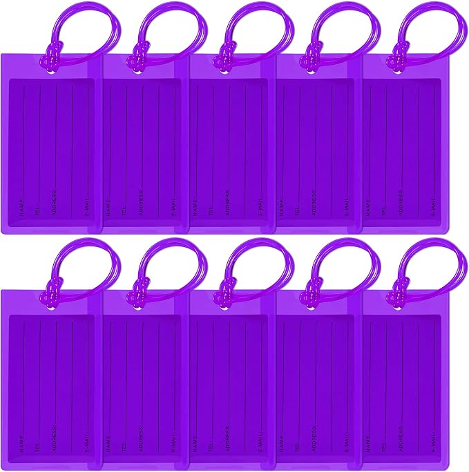 10 Pack Luggage Tags for Suitcases, Airplane Travel Essentials for Flying, International Travel Must Haves, and Luggage Accessories by Sodsay