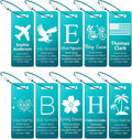 10 Personalized Metal Luggage Tags, Custom Suitcase Aluminum Name Tags with Steel Ring, Laser Engraved Name and Logo, for Travel, Backpack, Baggage, Golf Bag (Lake Blue)