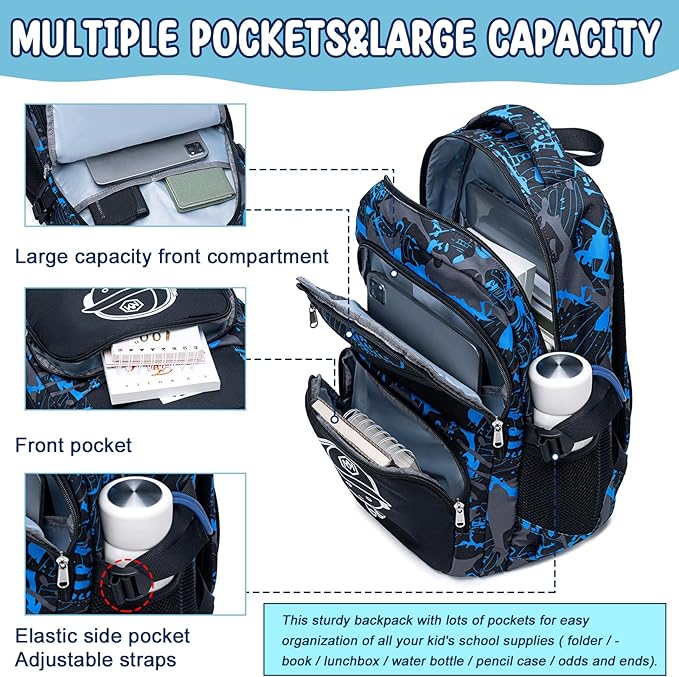 Bluboon Kids Backpack Boys Camo Bookbag Teens Elementary School Bag Daypack Travel Back Pack Middle school (Camo-boy)