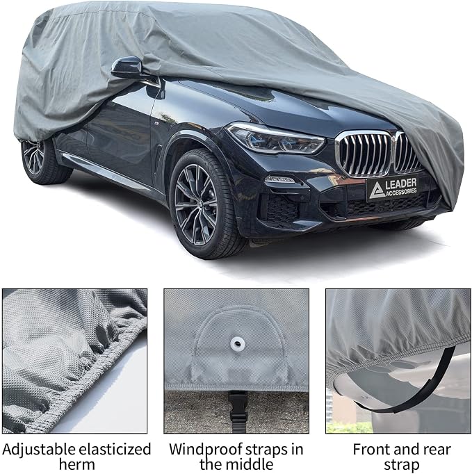 Leader Accessories SUV Car Covers for Automobiles All-Weather Limited Waterproof, Breathable Full-Exterior Covers for Indoor and Outdoor Use, Fits 207"-230"