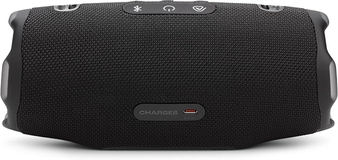 JBL Charge 6 - Portable Waterproof & Drop-Proof Bluetooth Speaker, Bold JBL Pro Sound with AI Sound Boost, 28Hrs of Playtime, Built-in powerbank & Comes with a Sturdy/Removable Carrying Strap (Black)