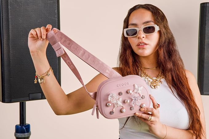 Crocs Classic Belt Waist Bag, Customizable Fanny Pack, Personalize with Jibbitz Charms, Powder Pink, One Size