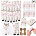 24 Sets Pink Bow Baby Shower Hand Cream and Lip Balm Gift, a Sweet Little Girl Is on The Way Baby Shower Favors, Pink Bow Party Favors for Guests Mini Hand Lotion and Lip Balm Coquette Party Supplies