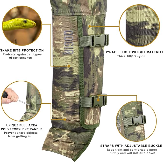 QOGIR Snake Guard Protection Chaps: Snake Bite Protection for Ankle to Thigh Snake Chaps, Waterproof Snake Gaiters