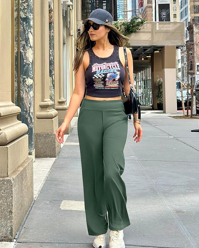 G4Free EverGoing Yoga Pants Women Wide Leg Pants with Pockets High Waist Stretch Dress Casual Sweatpants Petite/Regular/Tall