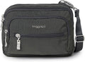 Baggallini Triple Zip Small Crossbody Bag for Women - Lightweight Convertible Fanny Pack Belt Bag