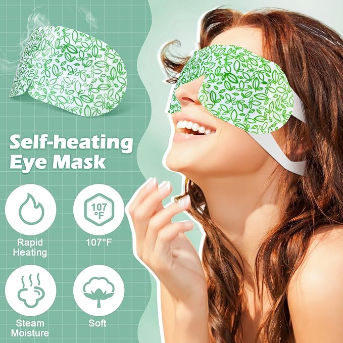144 Packs Steam Eye Mask Disposable Self Heating Eye Mask for Dry Eyes Spa Warm Sleep for Home Office Travel Eyestrain Relieve