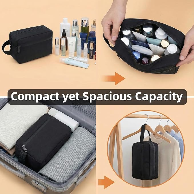 DSYSC Travel Toiletry Bag for Women Men, Small Makeup Bag, Water-Resistant Cosmetic Bag, Cosmetic Pouch, Traveling Dopp Kit, Travel Essentials Accessories (Grey)