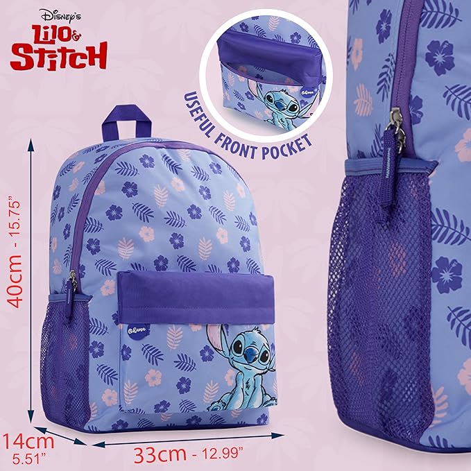 Disney Stitch Backpack for Girls Teens School Bag Kids Book Bag School Supplies Gifts (Purple)