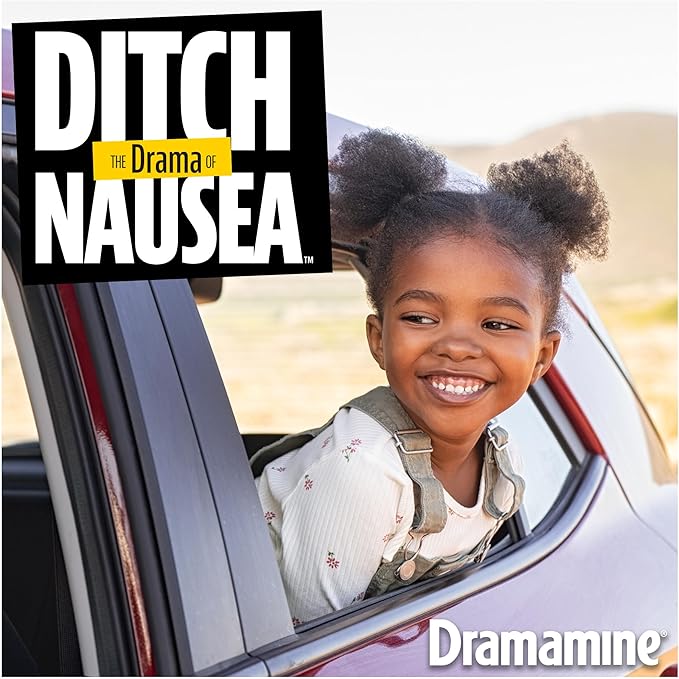 Dramamine Motion Sickness Chewable for Kids, Prevent & Relieve Motion Sickness, Dizziness & Nausea, Grape-Flavored Tablets, 8 Count