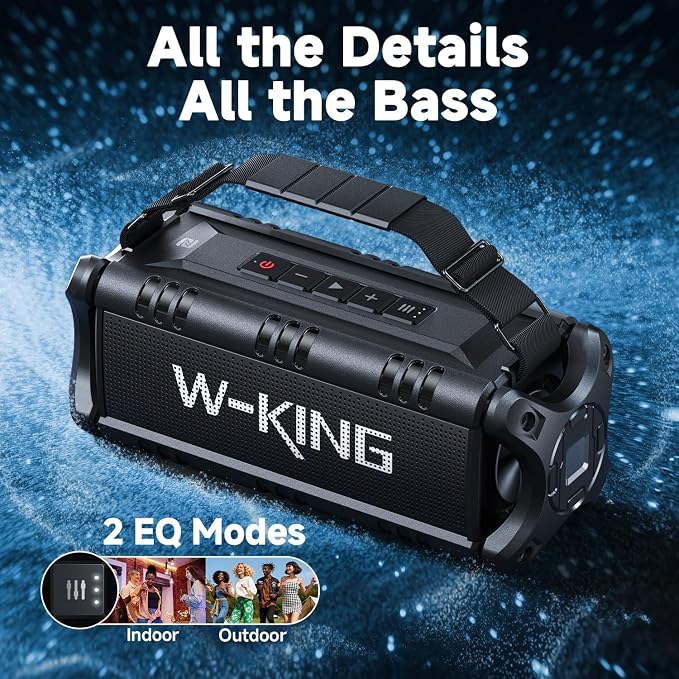 W-KING Bluetooth Speaker, 90W Max Loud IPX6 Waterproof Portable Speaker, 50W Deep Bass/Subwoofer *2/40H/EQ/TF/AUX, 105dB Large Boombox Outdoor Speakers Bluetooth Wireless for Party/Camping/Jobsite
