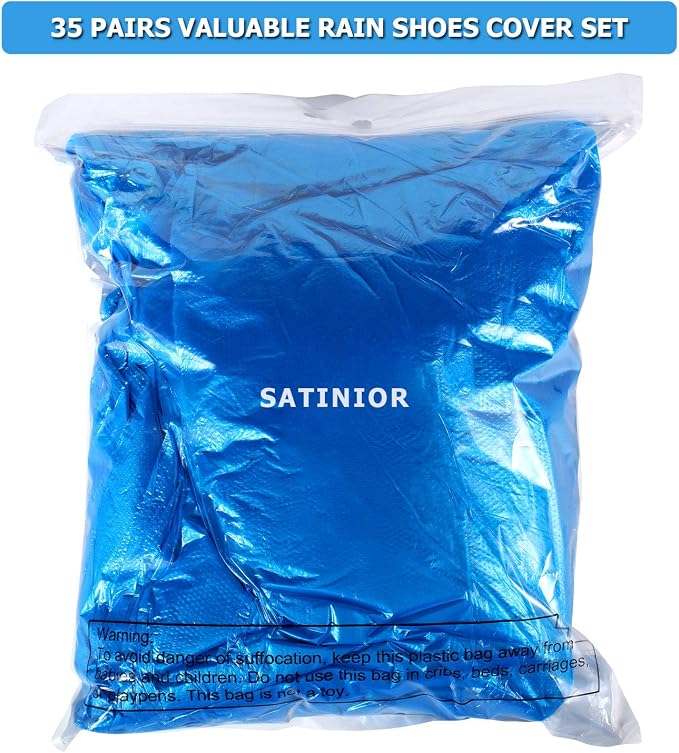 SATINIOR 40 Pieces/ 20 Pairs Disposable Boot Covers Long Plastic Waterproof Shoes Cover Over the Knee for Men Women Outdoor Rain and Snow
