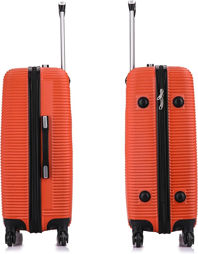 InUSA ROYAL Hardside Spinner Luggage with Ergonomic Handles | Spacious Travel Suitcase with Four Spinner Wheels and Studs | 24 Inch Medium Hardside Spinner Luggage | Orange