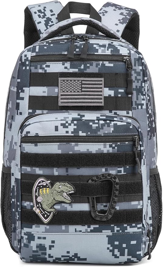 Kids Tactical Backpack Army Molle Bookbag Military Boys Backpack for School, Outdoor, Camping, Black Digital CM