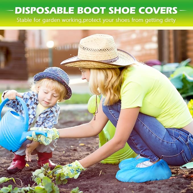 Leumoi 500 Pcs Disposable Boot Covers Bulk Non Slip Disposable Shoe Covers Large Durable Non Woven Shoe Protector for Indoors, Home, Floors and Shoes, One Size Fits Most(Blue)