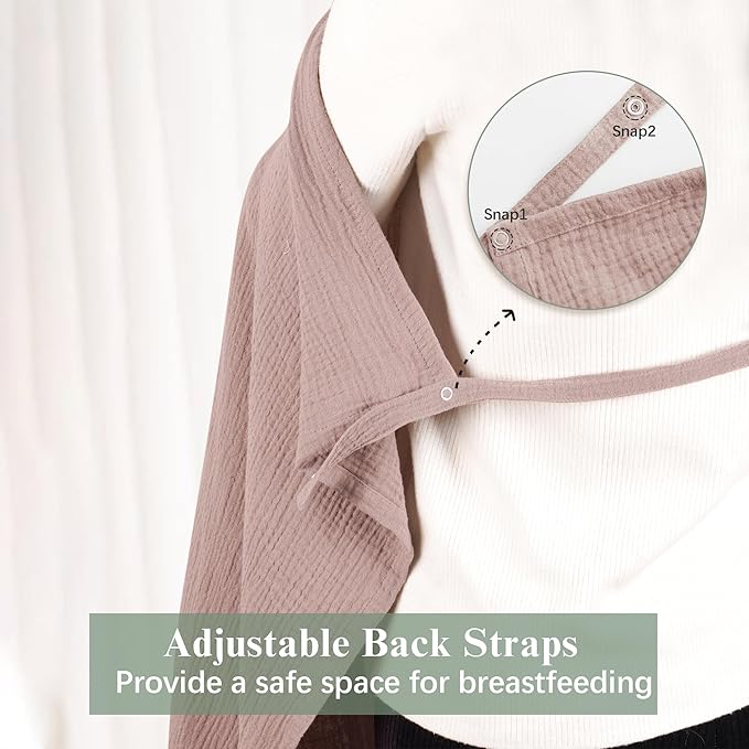 2 Pack Muslin Nursing Cover for Breastfeeding, Soft & Breathable 100% Cotton Breastfeeding Cover up
