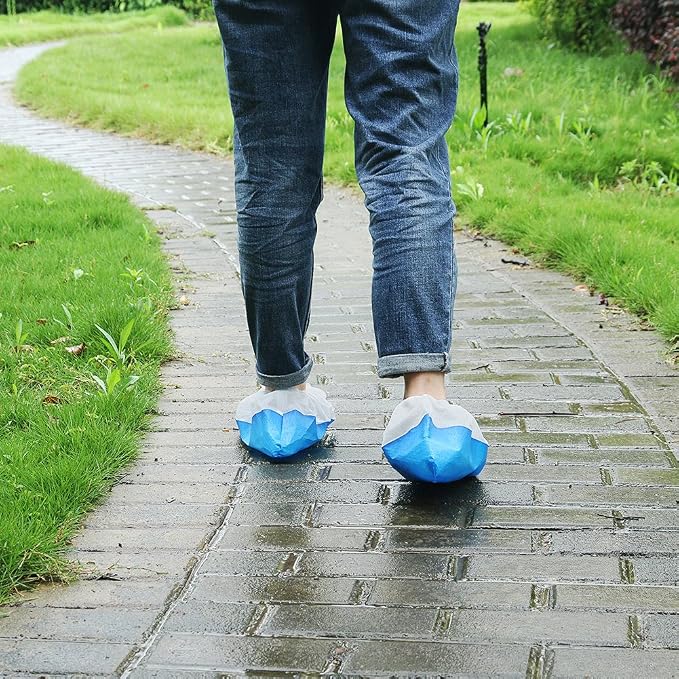 Pack of 50 Disposable Waterproof Shoe Covers Non Slip for Indoor One Size Fits All Up to XL