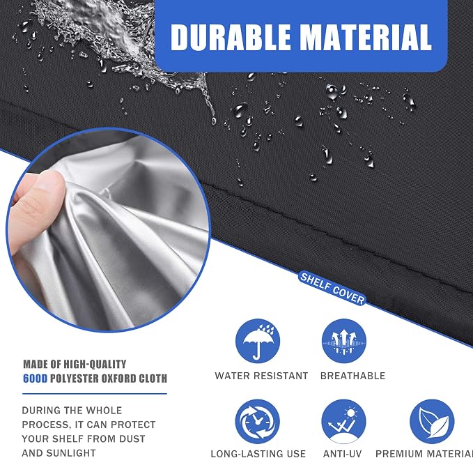 Wire Shelf Cover 36x18x54 600D Waterproof Dustproof Storage Rack Cover | dustproof, black grey splice design, silver inner coating, zipper roll-up door, velcro , reinforced stitching