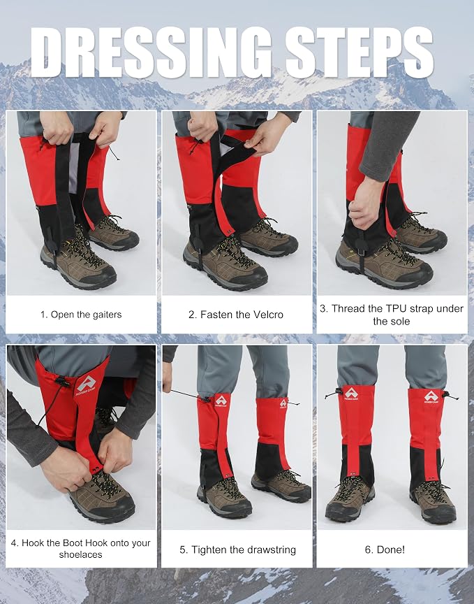 Pioneer Camp Gators for Hiking Boots Waterproof 420D Cordura Leg Gaiters Adjustable Men Women Hunting Fishing Snow Climbing
