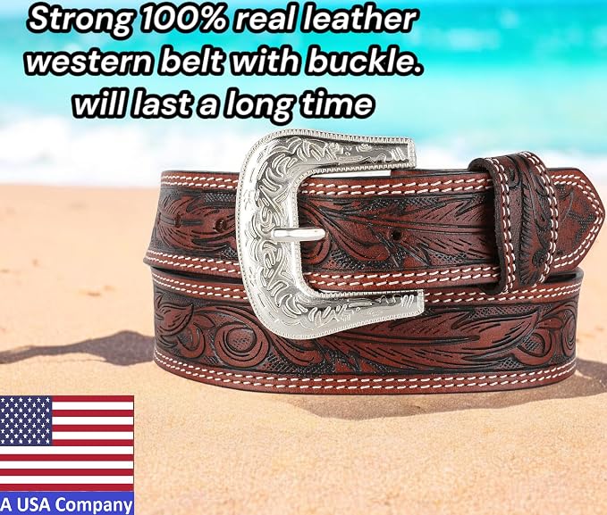 F&L CLASSIC mens Western full grain Leather belt Strap w/Snaps for Interchangeable Buckles, USA,