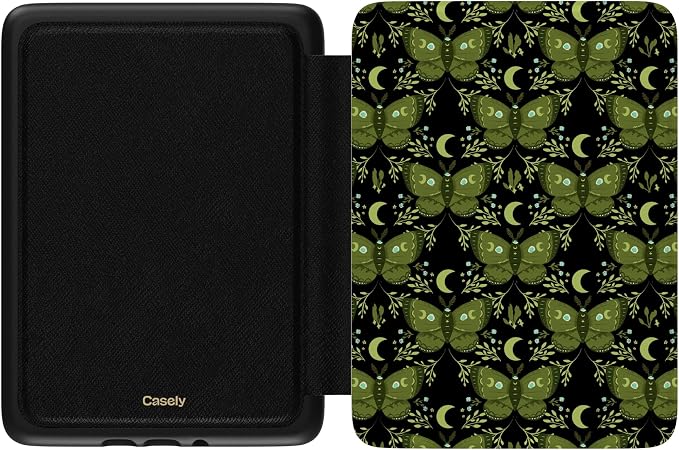 Casely Kindle Case | Mystic Moths | Green Twilight | Compatible with 7” Kindle Colorsoft and 7” Kindle Paperwhite (12th Gen 2024 Models)