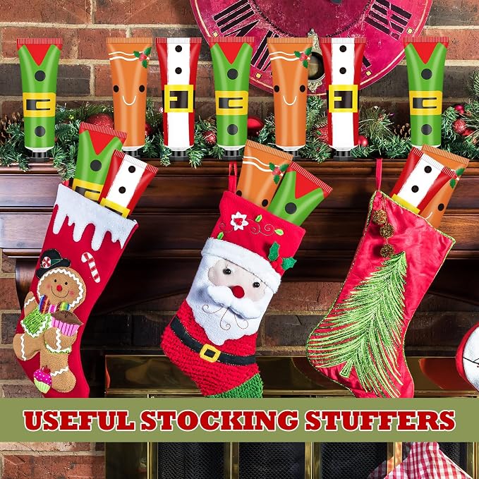 50 Sets Christmas Hand Cream and Lip Balm Bulk Gifts, Cute Elf Christmas Stocking Stuffers Party Favors for Women Teachers Coworkers, Mini Holiday Hand Lotion Lip Care with Gift Bags Tags