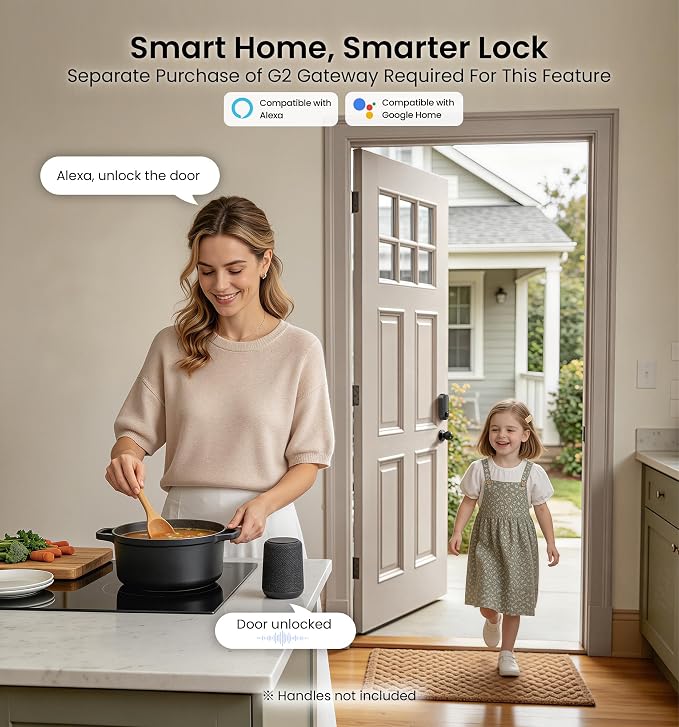 Veise RZ07 Fingerprint Smart Lock, 7-in-1 Smart Locks for Front Door, Keyless Entry Door Lock with App Control & Auto-Lock, Biometric Electronic Touchscreen Keypad Deadbolt, Matte Black