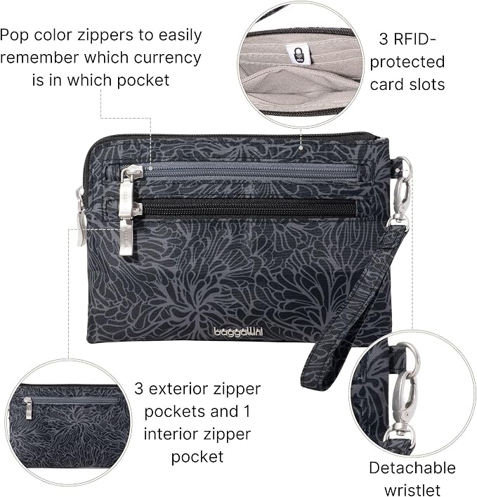 Baggallini Women's Rfid Currency Organizer Wristlet