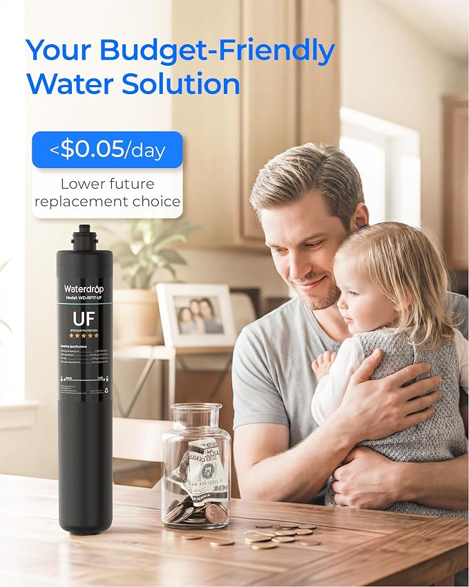 Waterdrop RF17-UF 0.01 μm Water Filter Replacement for Waterdrop 17UA/17UA-UF/17UB/17UB-UF Under Sink Water Filter, Reduces Lead, Chlorine, Bad Taste & Odor, 3 Years